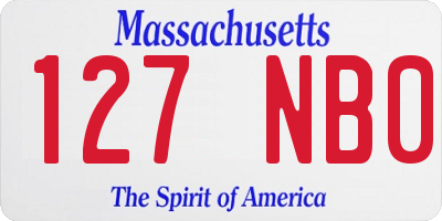 MA license plate 127NB0