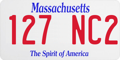 MA license plate 127NC2