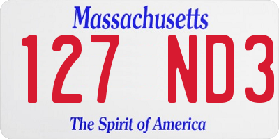 MA license plate 127ND3