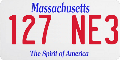 MA license plate 127NE3