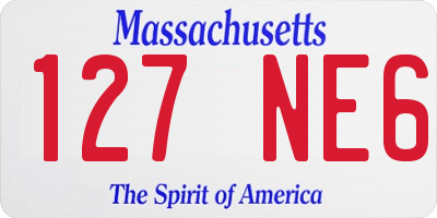 MA license plate 127NE6