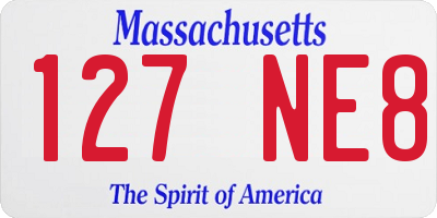 MA license plate 127NE8