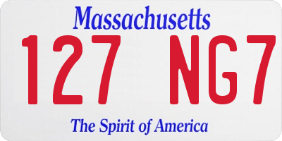 MA license plate 127NG7
