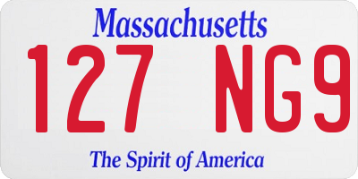 MA license plate 127NG9