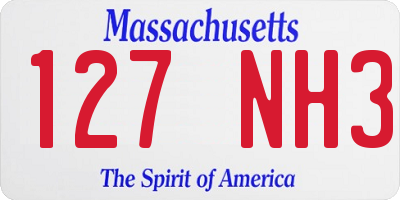 MA license plate 127NH3