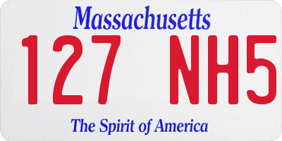 MA license plate 127NH5