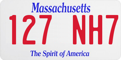 MA license plate 127NH7
