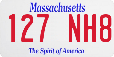 MA license plate 127NH8