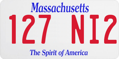 MA license plate 127NI2