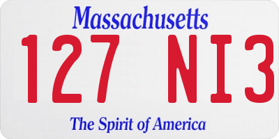 MA license plate 127NI3