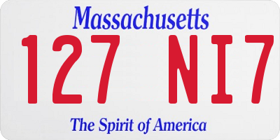 MA license plate 127NI7