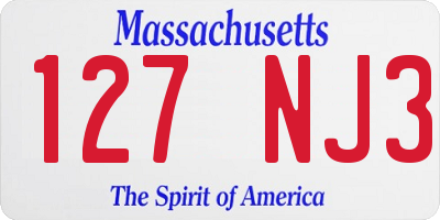 MA license plate 127NJ3