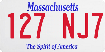 MA license plate 127NJ7