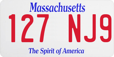 MA license plate 127NJ9