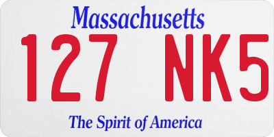 MA license plate 127NK5