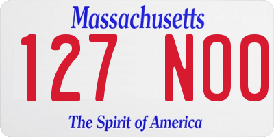 MA license plate 127NO0