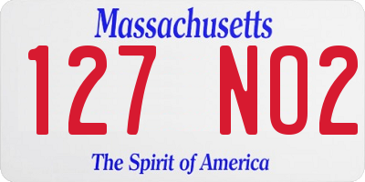 MA license plate 127NO2