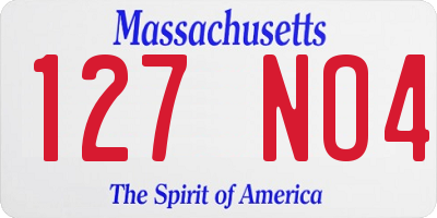 MA license plate 127NO4