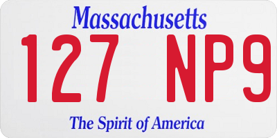 MA license plate 127NP9