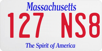 MA license plate 127NS8