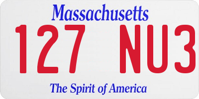 MA license plate 127NU3