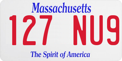 MA license plate 127NU9