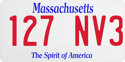 MA license plate 127NV3