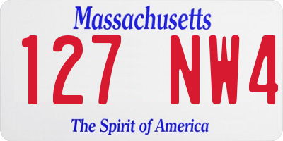 MA license plate 127NW4