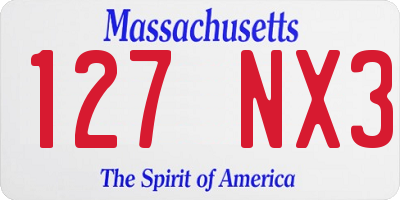 MA license plate 127NX3