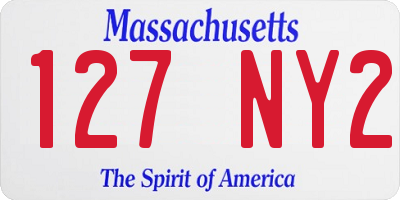 MA license plate 127NY2
