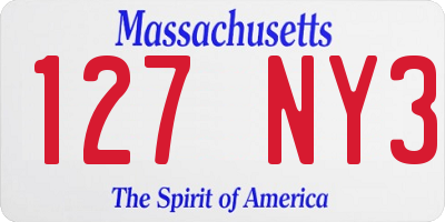 MA license plate 127NY3