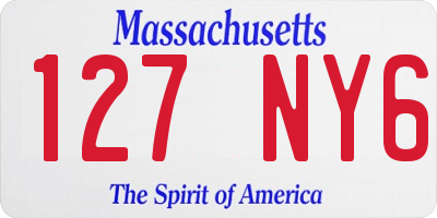 MA license plate 127NY6