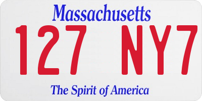 MA license plate 127NY7