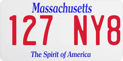 MA license plate 127NY8