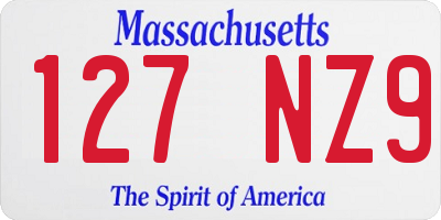 MA license plate 127NZ9