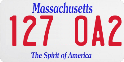 MA license plate 127OA2