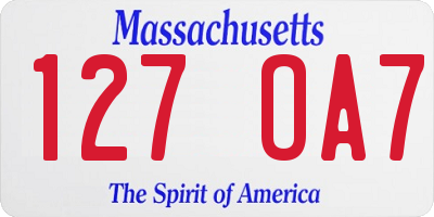 MA license plate 127OA7