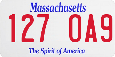 MA license plate 127OA9