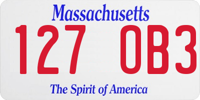 MA license plate 127OB3