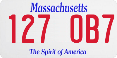 MA license plate 127OB7