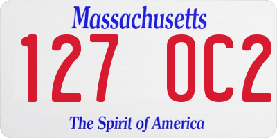 MA license plate 127OC2