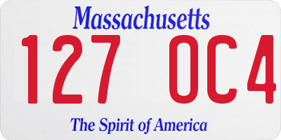 MA license plate 127OC4