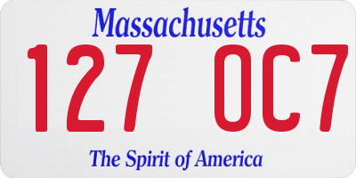 MA license plate 127OC7