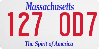 MA license plate 127OD7