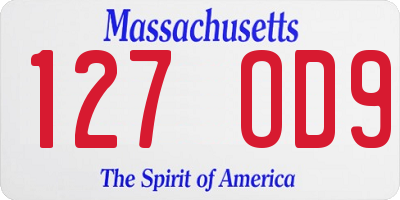 MA license plate 127OD9
