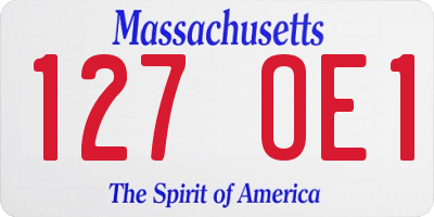 MA license plate 127OE1