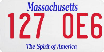 MA license plate 127OE6