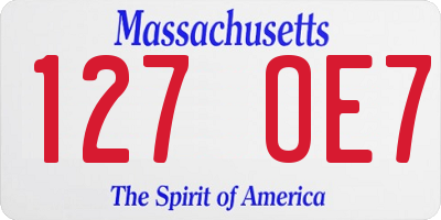 MA license plate 127OE7