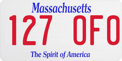 MA license plate 127OF0