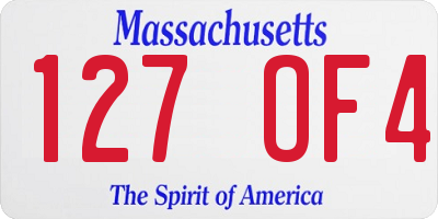 MA license plate 127OF4